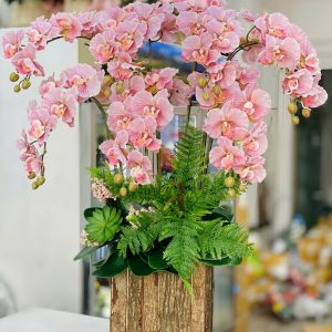 Chậu hồ điệp GIẢ 7 cành – Màu Xoăn Hồng Thanh Cao & Tinh Xảo