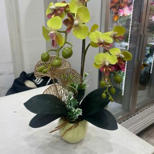 [HOA GIẢ] Chậu hồ điệp mini – 1 cành mini (màu chậu ngẫu nhiên) - HDG01