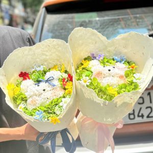 Bó Hoa Sáp Gấu Mix Lụa - MS1001